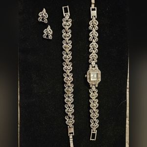 Women's Marcasite Watch and matching Bracelet with two extra sizing links .
